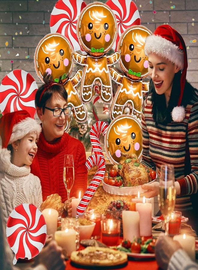 YOUDICT 10PCS Gingerbread Balloons, Red Candy Cane Balloon Set, Christmas Balloons Foil for Holiday Birthday Party Christmas Party Decorations - Image 4
